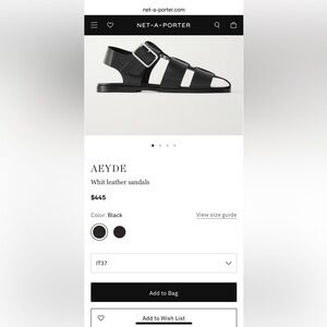 Aeyde Black Leather Buckle Sandals